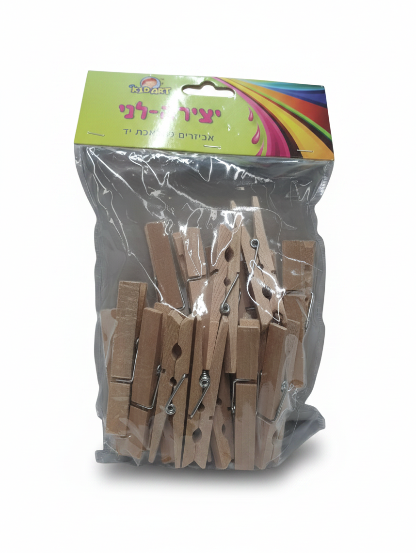 מארז אטבי עץ טבעיים ליצירה באורך 7.2 ס"מ - 24 יחידות