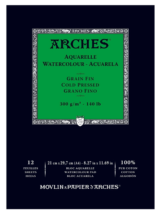 בלוק נייר אקוורל 100% כותנה 300 גרם A4 – ARCHES