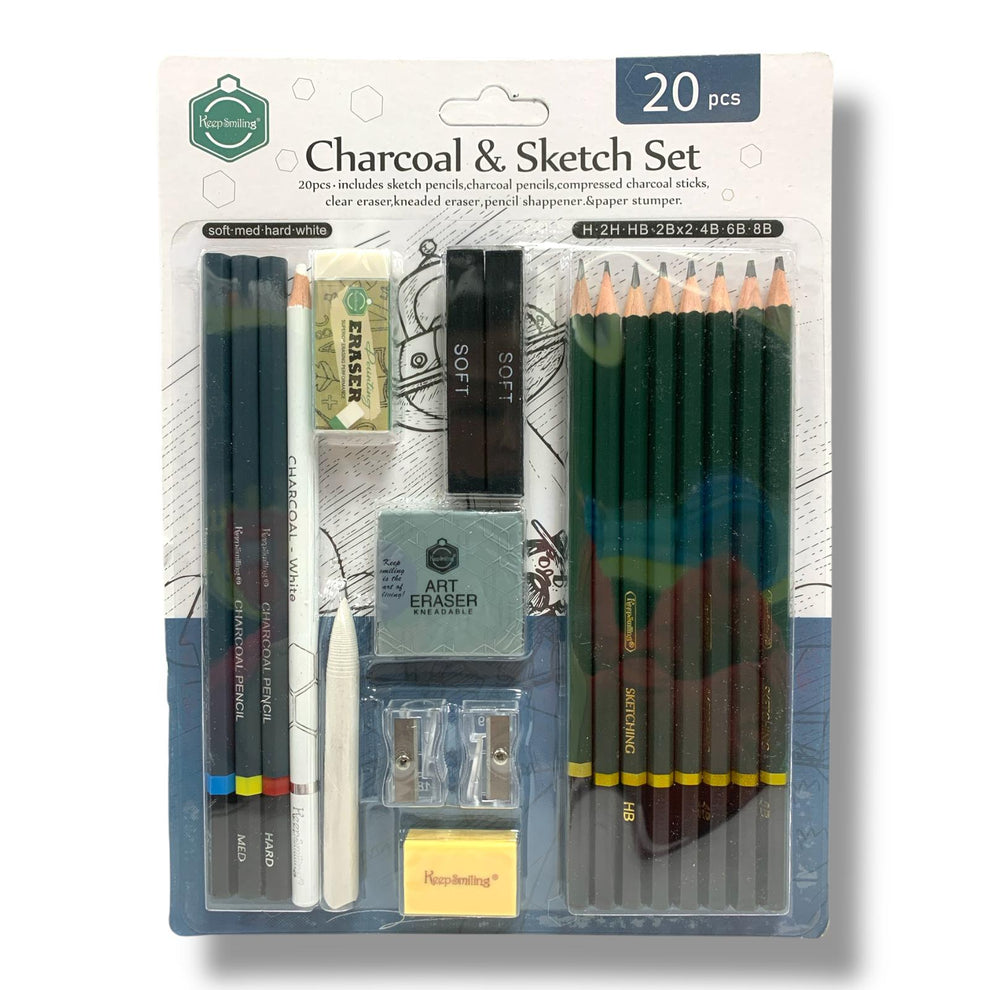 מארז רישום וסקיצה 20 חלקים - Charcoal & Sketch Set