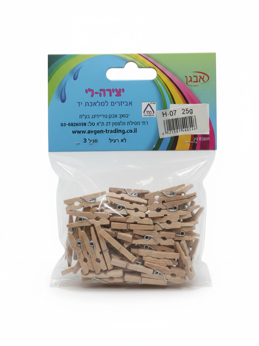 מארז אטבי עץ טבעיים מיני ליצירה - 25 גרם