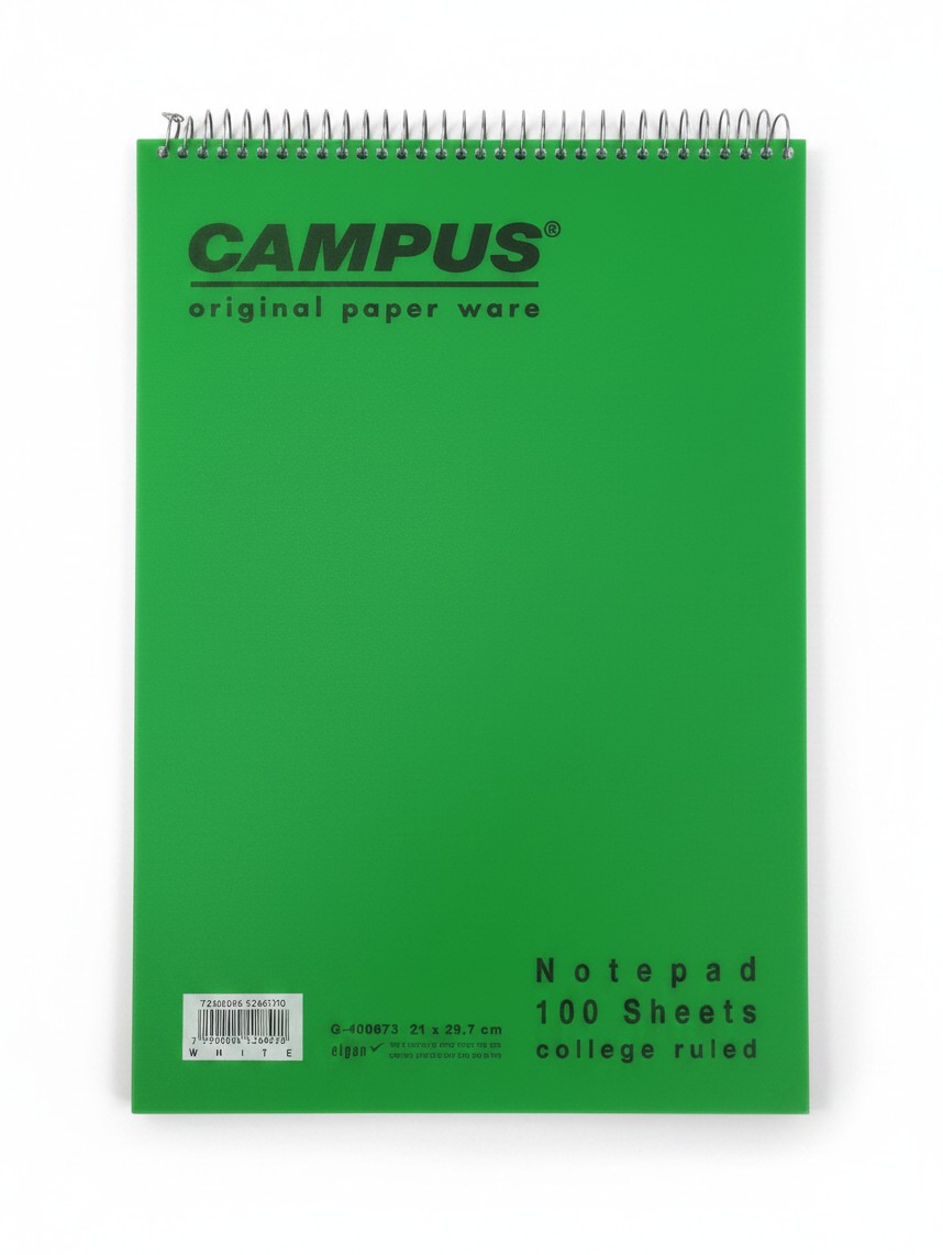 מחברת ספירלה ירוקה CAMPUS 100 דפים college ruled A4
