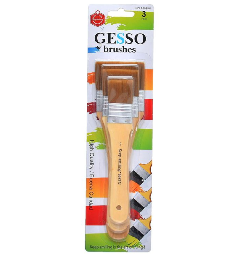 מארז 3 מברשות שטוחות למריחת Gesso וצבע